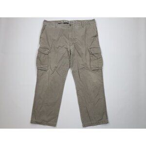 Vintage 90s Y2K Nautica Mens 40x29 Distressed Baggy Wide Leg Cargo Pants Green